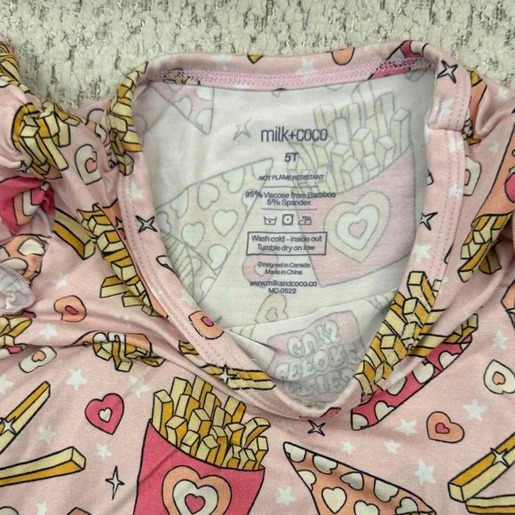 Bamboo Kids Pajama Set with Fun Food Print - Picture 2 of 4